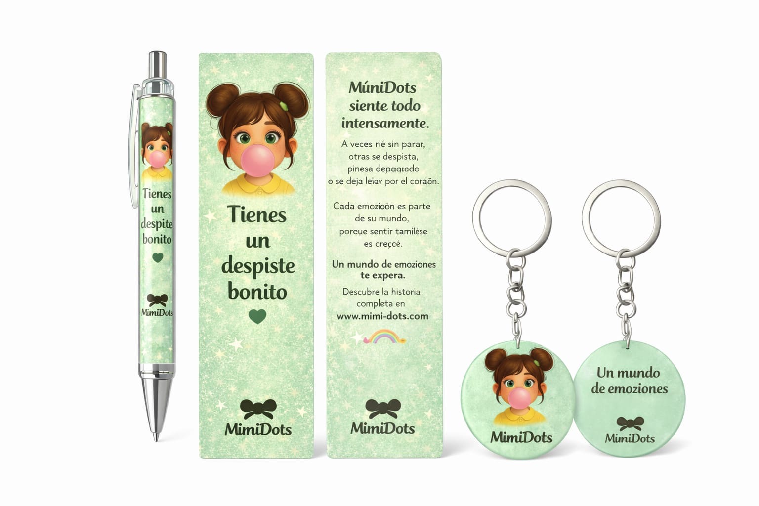 pack regalo mimidots bolígrafo + marcapáginas + llavero pack regalo mimidots bolígrafo + marcapáginas + llavero