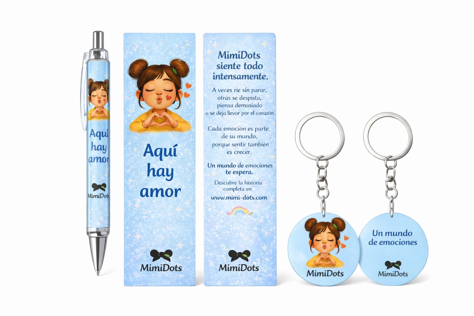pack regalo mimidots bolígrafo + marcapáginas + llavero pack regalo mimidots bolígrafo + marcapáginas + llavero
