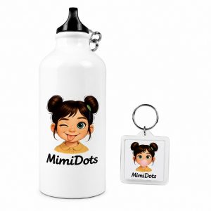 botella de aluminio mimidots + llavero